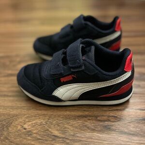 Puma Kids' Navy Blue Sneakers with Red and White Accents